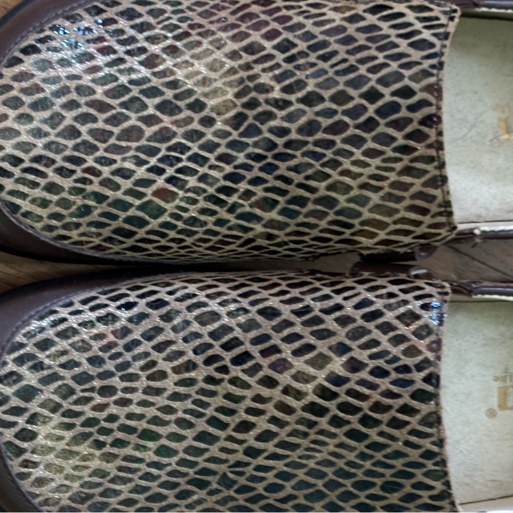 Alegria Snakeskin Pattern Mules - Brown and Black